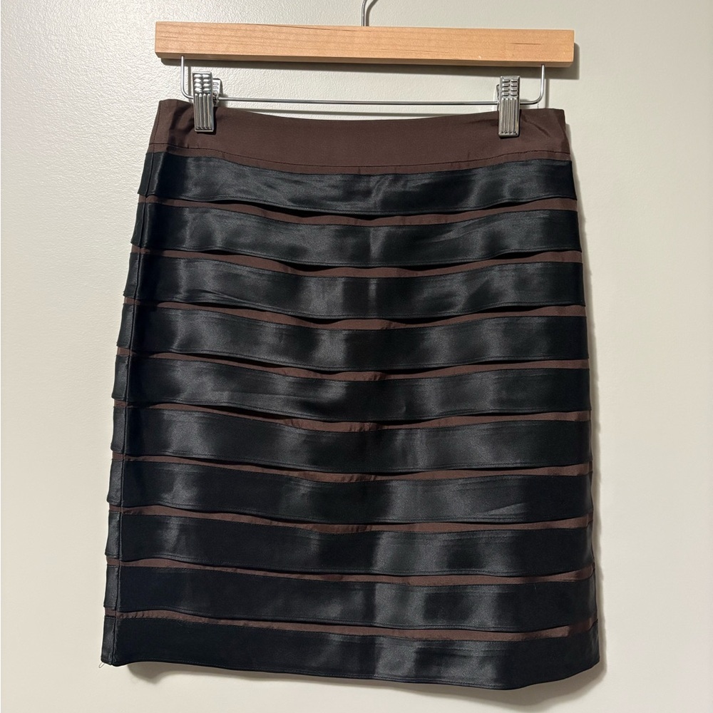 Banana Republic Tiered Silk Pencil Skirt Black and Brown